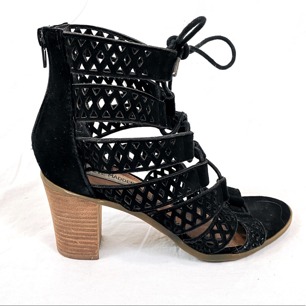 Steve Madden- Women's Size 7.5 Black Delphine Gladiator Sandal